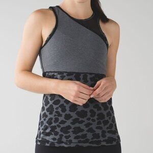 Lululemon Meshed Up Tank Top Mini Pop Stripe Heathered Slate Black  Size 4